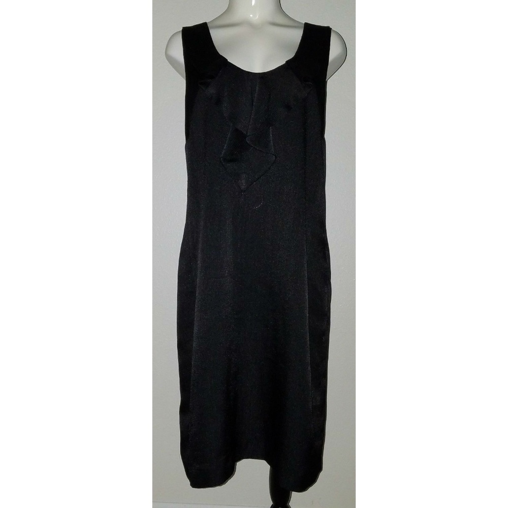 NWT David Lawrence Australia Black Sleeveless Dress Size 12 Below Knee Ruffle